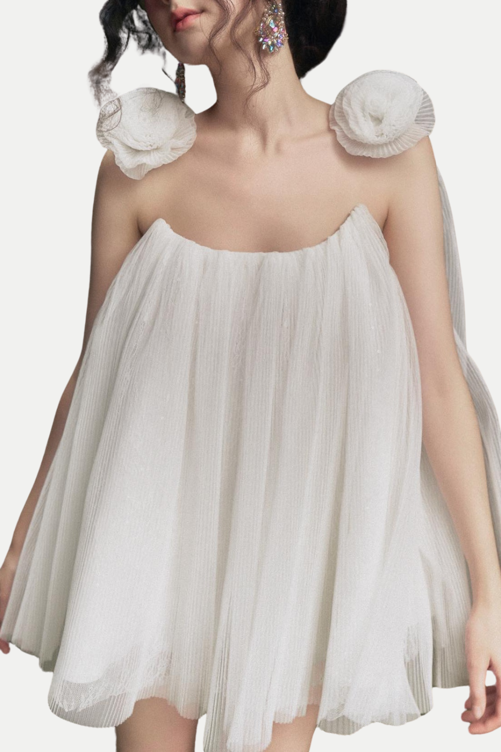 Eorland Floral Chiffon Ruched Mini Dress Avalabel