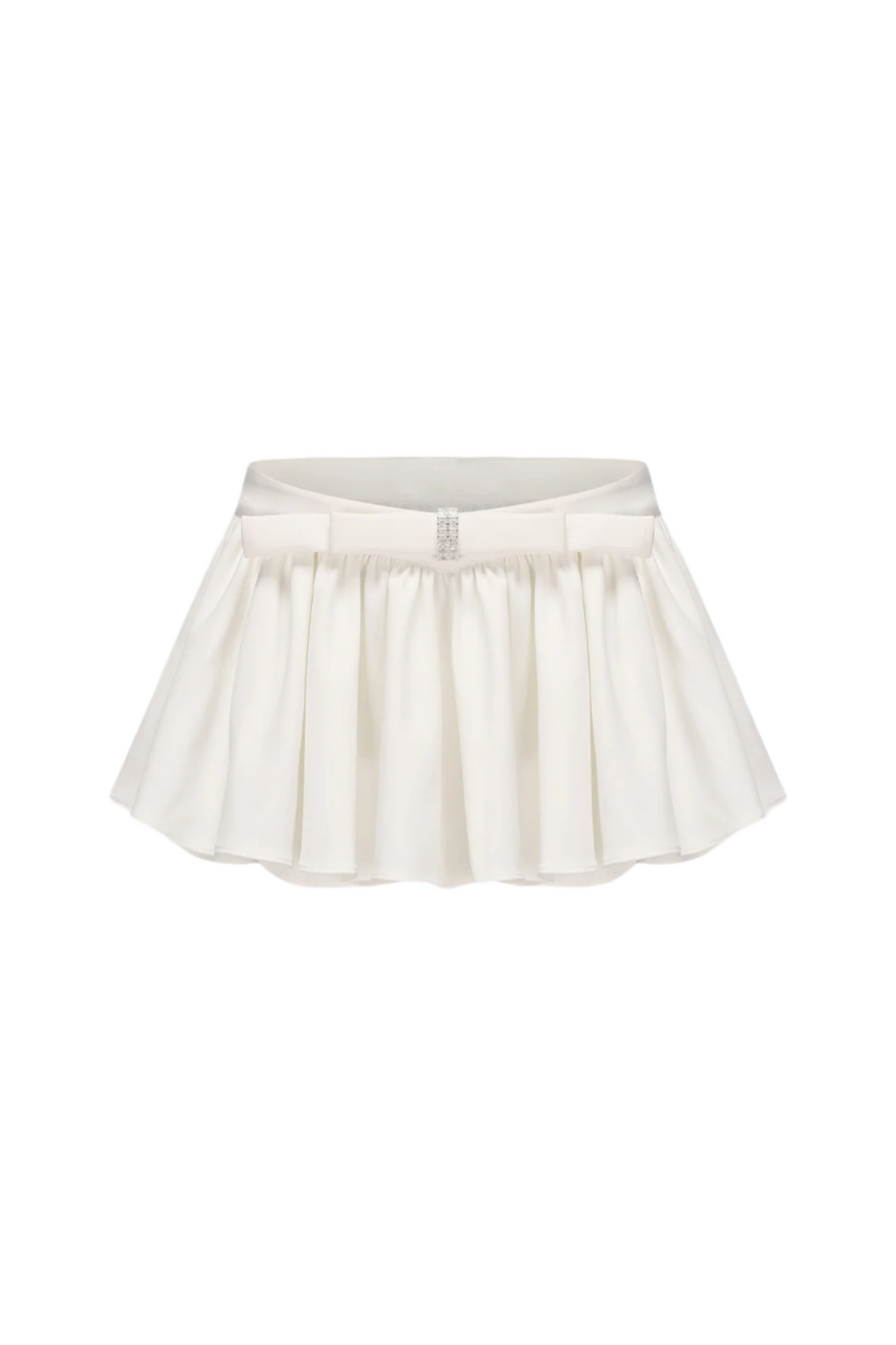 Ruched Chiffon Ruffle Two Piece Set - White Avalabel