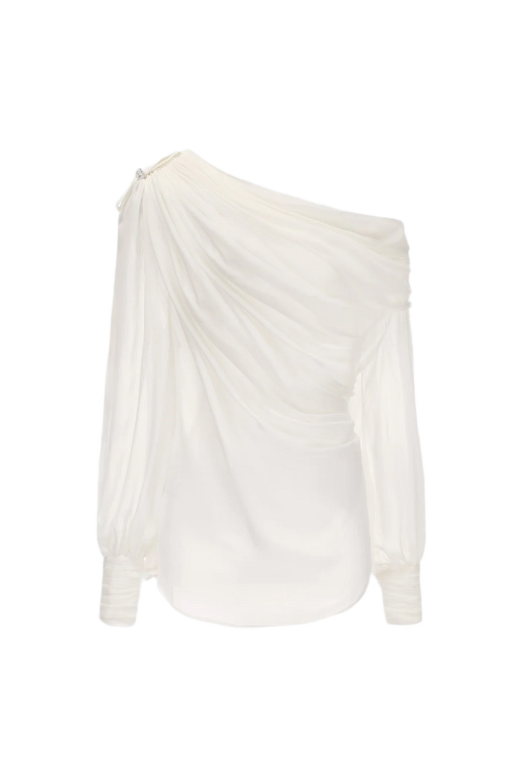 Ruched Chiffon Ruffle Two Piece Set - White Avalabel