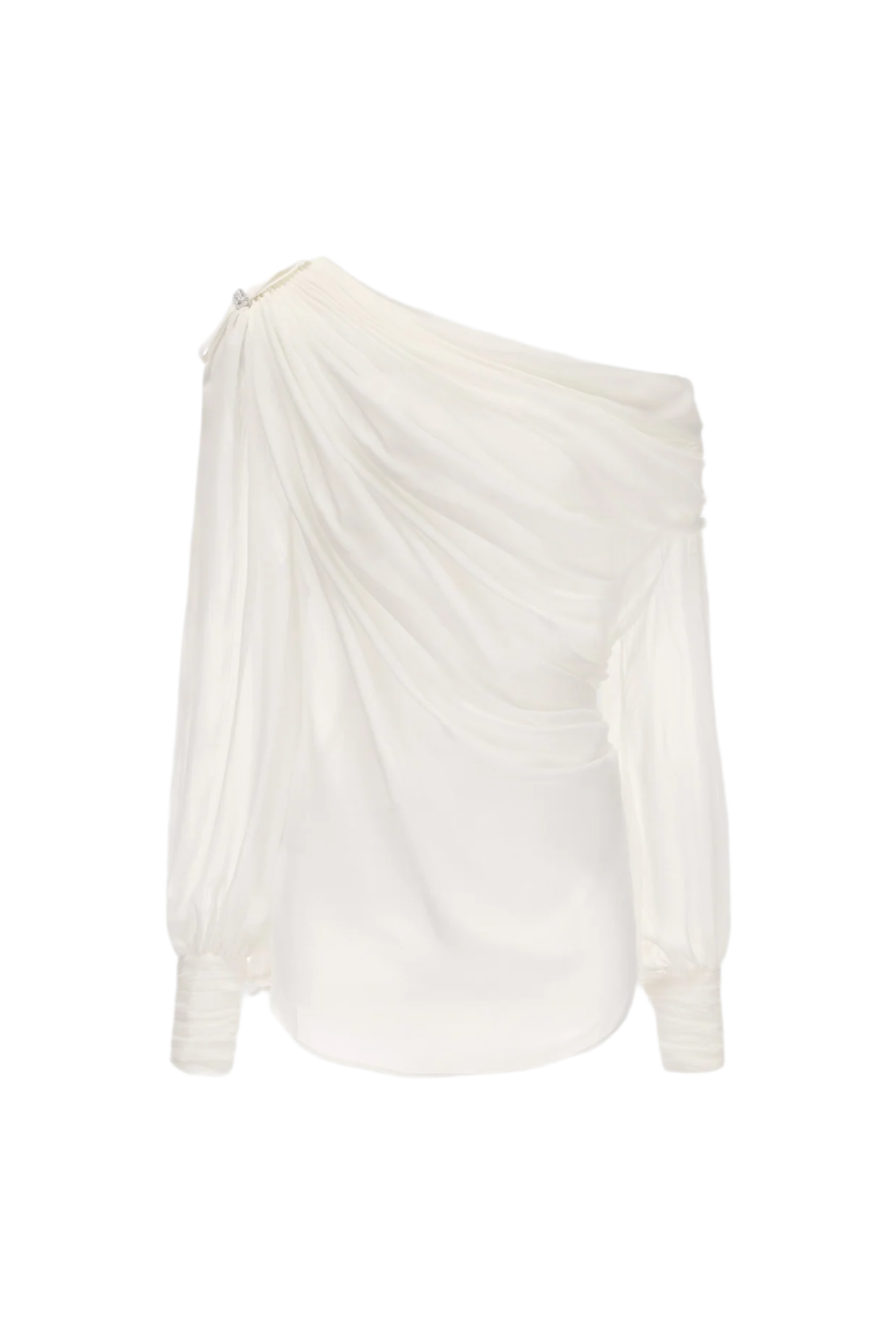 Ruched Chiffon Ruffle Two Piece Set - White Avalabel