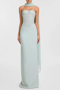 Ramire Strapless  Mesh Scarf Corset Maxi Dress Avalabel