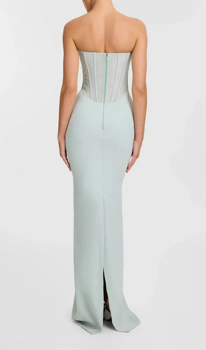 Ramire Strapless  Mesh Scarf Corset Maxi Dress Avalabel