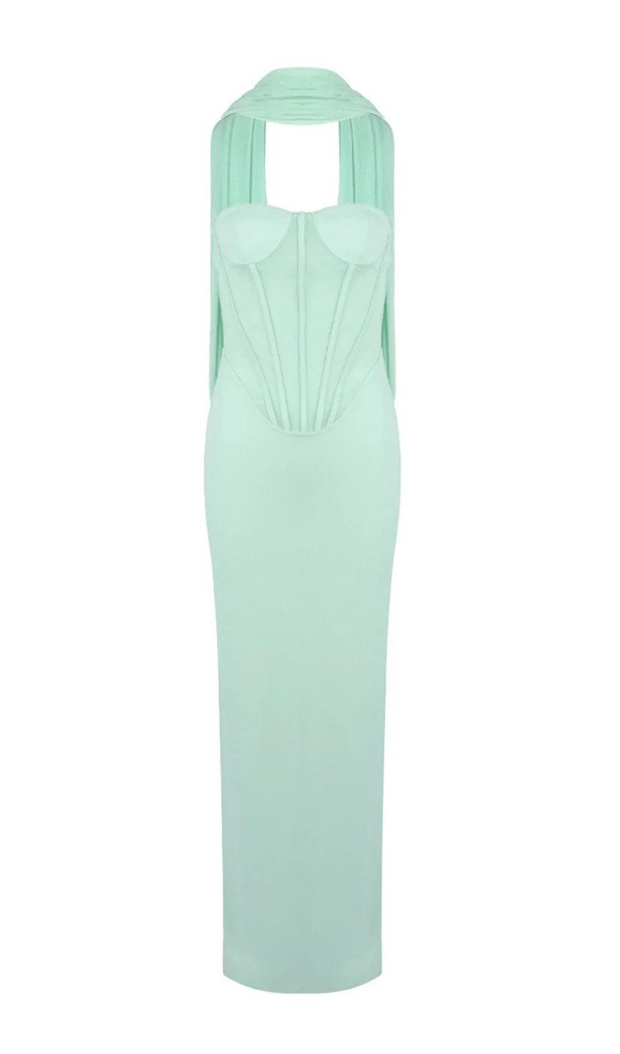 Ramire Strapless  Mesh Scarf Corset Maxi Dress Avalabel