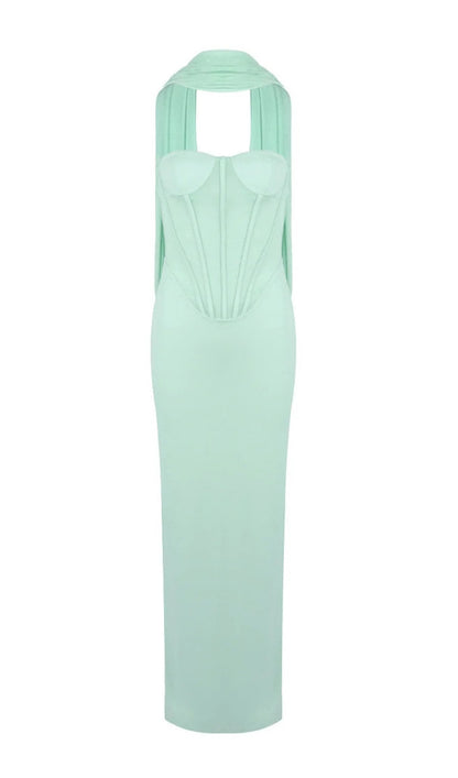 Ramire Strapless  Mesh Scarf Corset Maxi Dress Avalabel
