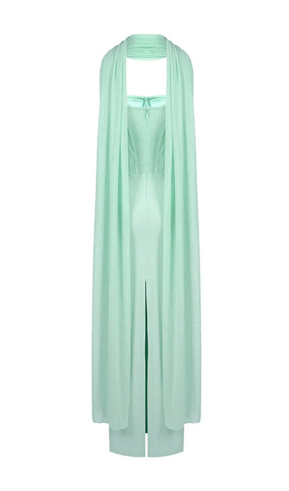 Ramire Strapless  Mesh Scarf Corset Maxi Dress Avalabel
