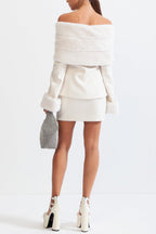sharon Off Shoulder Faux Fur Two Piece Set Avalabel