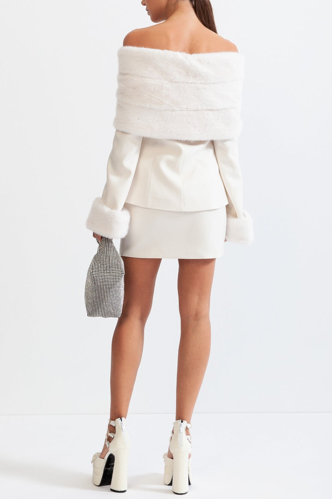 sharon Off Shoulder Faux Fur Two Piece Set Avalabel