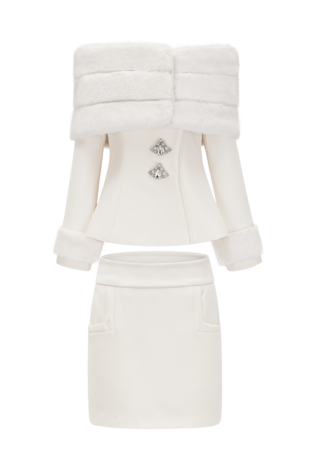 sharon Off Shoulder Faux Fur Two Piece Set Avalabel