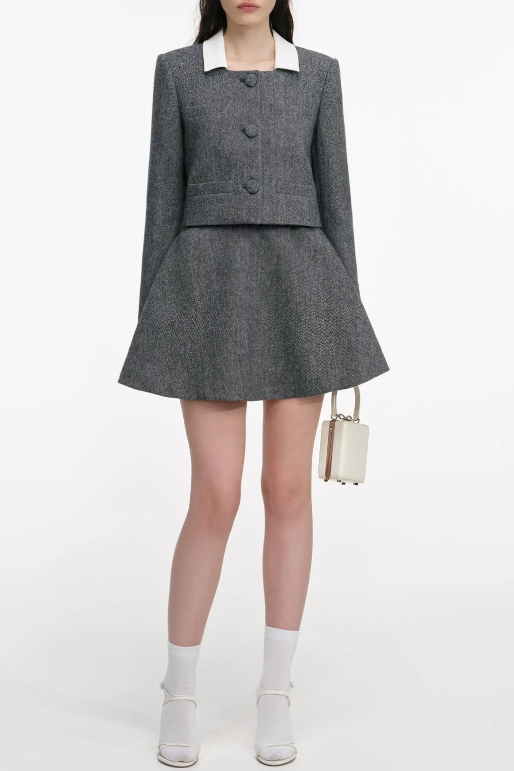 Euryda Herringbone Polka Dot Scarf Jacket Avalabel
