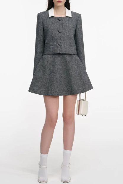 Euryda Herringbone Polka Dot Scarf Jacket Avalabel