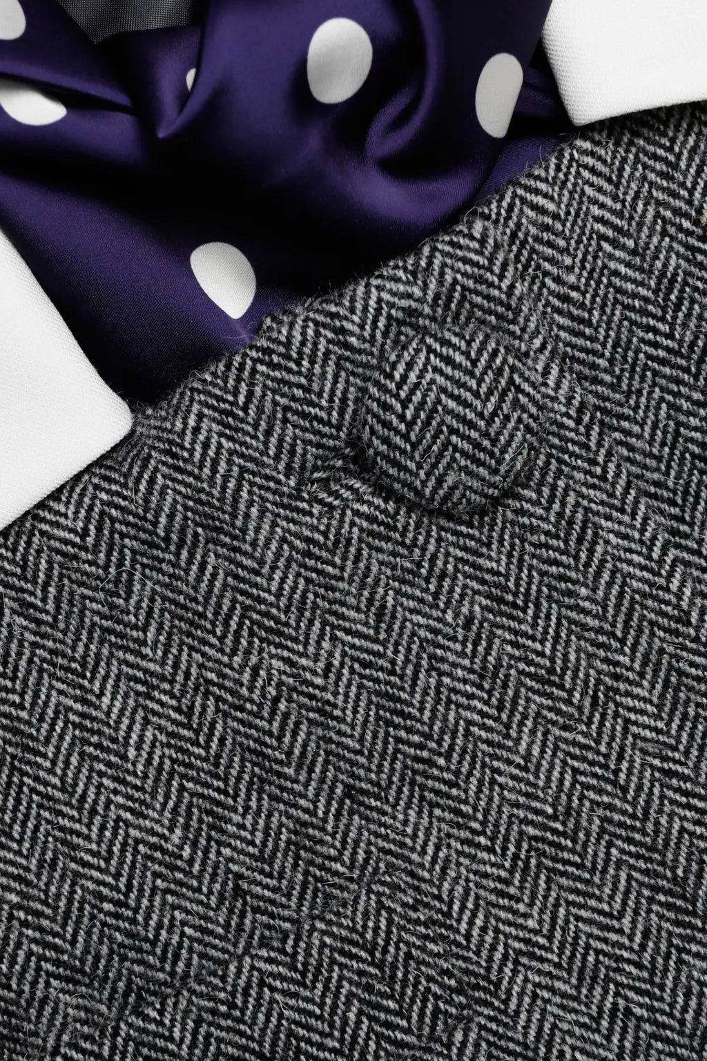 Euryda Herringbone Polka Dot Scarf Jacket Avalabel