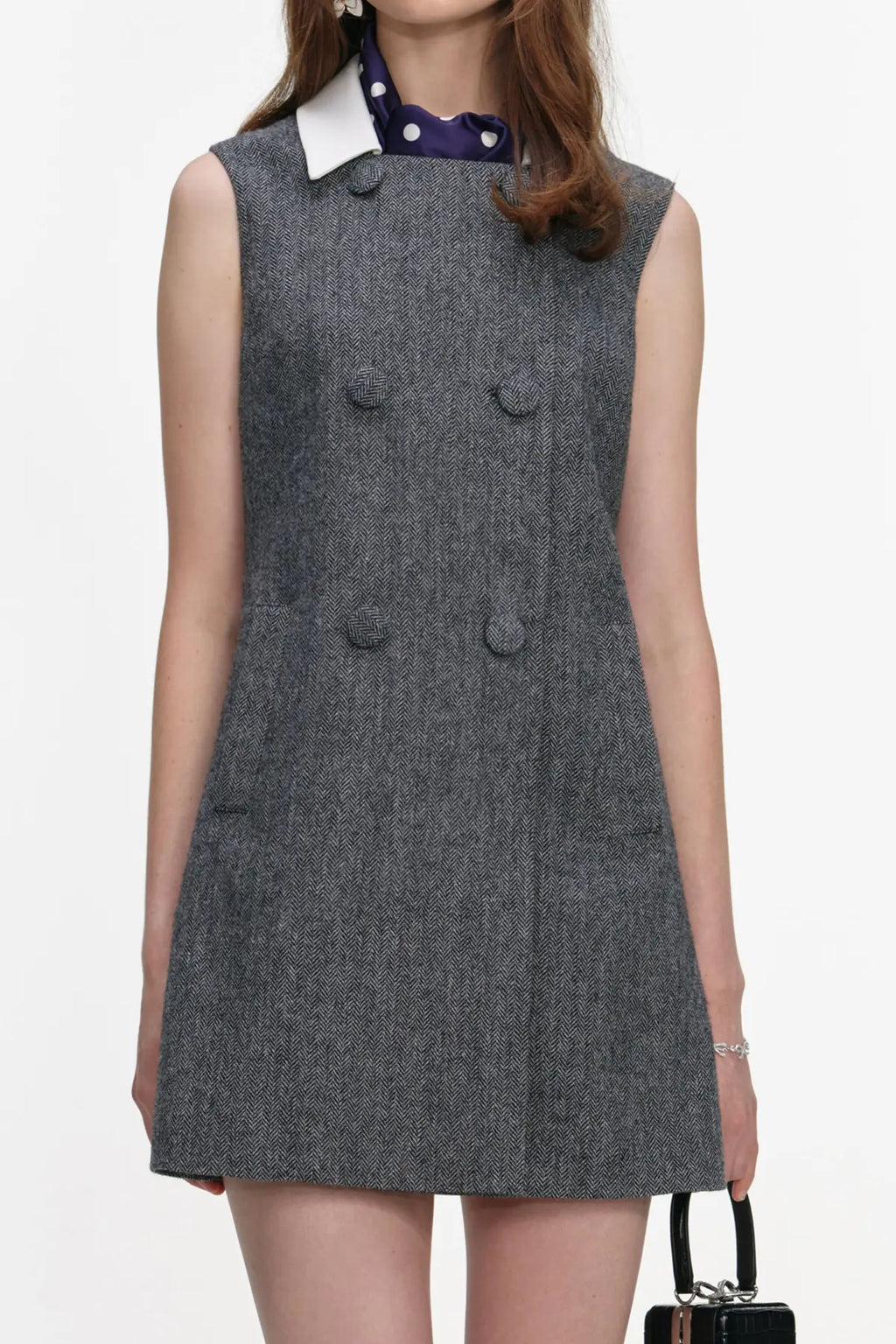Euryda Herringbone Scarf Sleeveless Mini Dress Avalabel