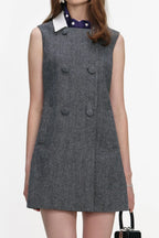 Euryda Herringbone Scarf Sleeveless Mini Dress Avalabel