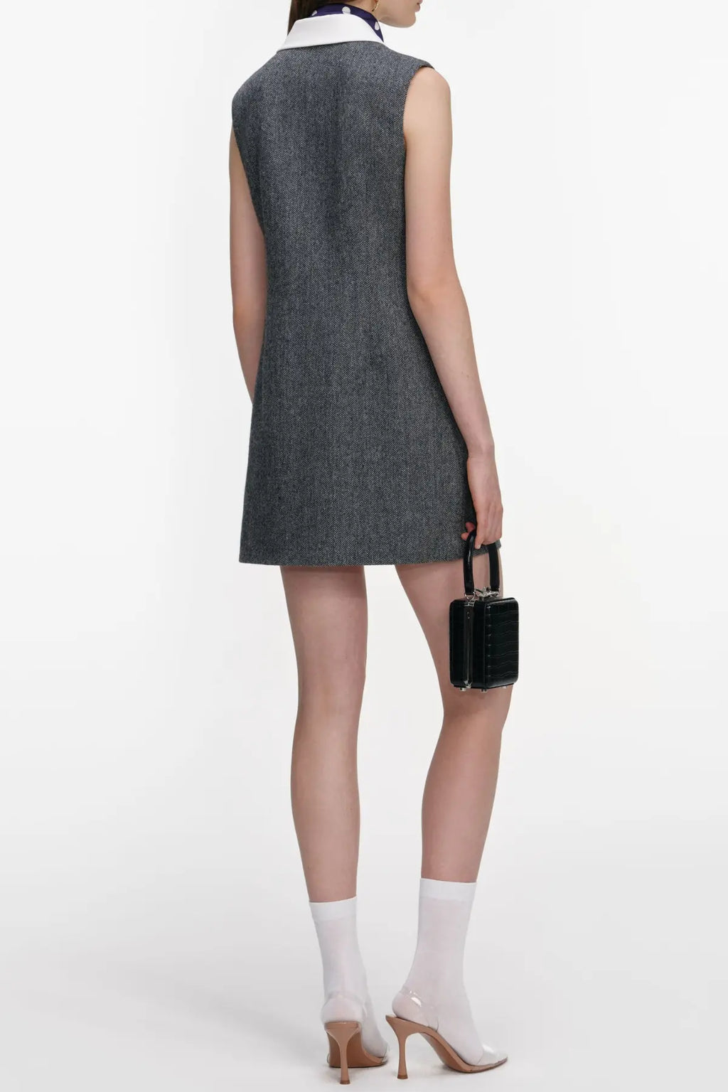 Euryda Herringbone Scarf Sleeveless Mini Dress Avalabel