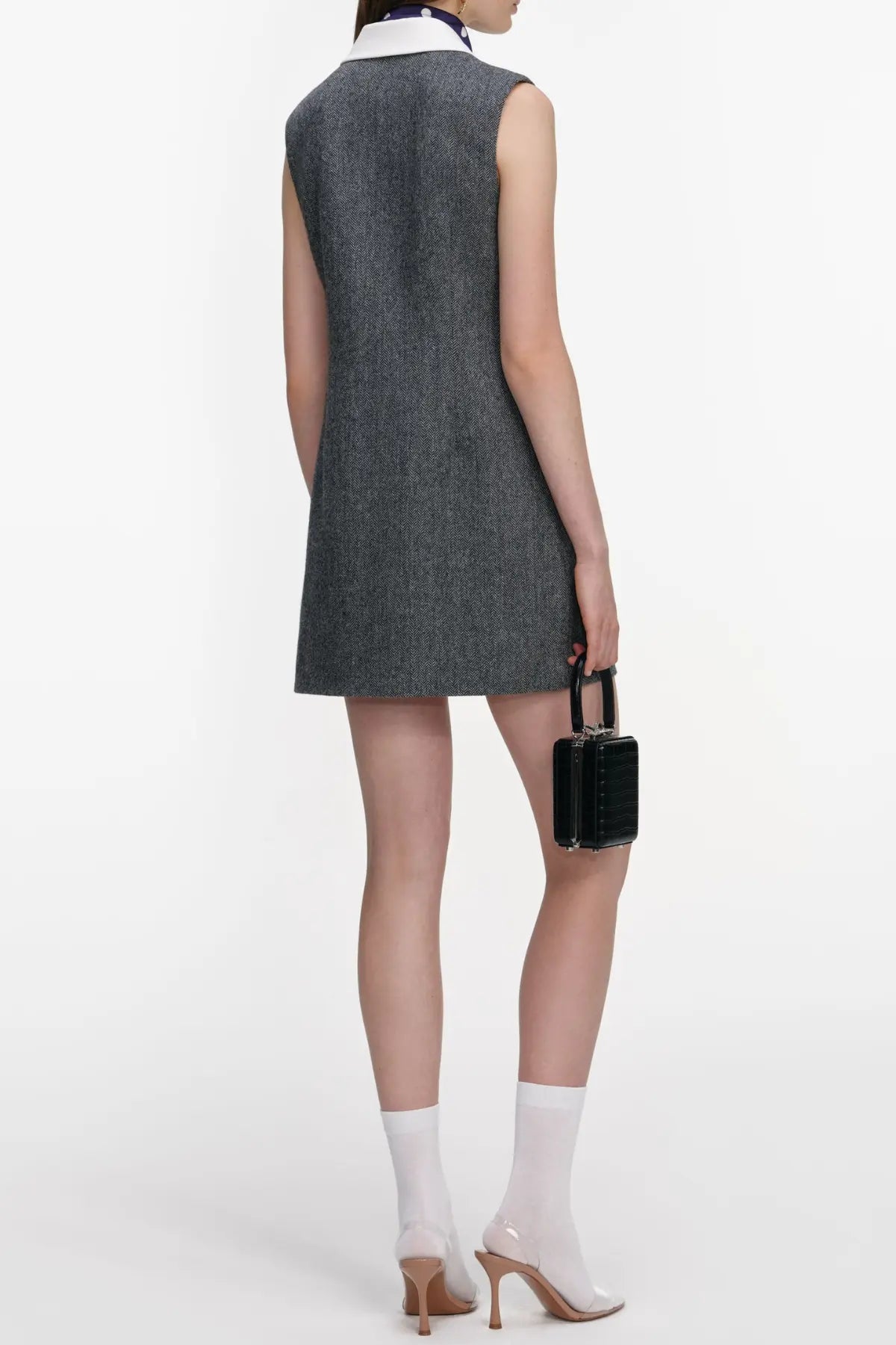 Euryda Herringbone Scarf Sleeveless Mini Dress Avalabel