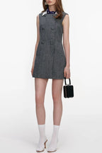 Euryda Herringbone Scarf Sleeveless Mini Dress Avalabel
