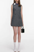 Euryda Herringbone Scarf Sleeveless Mini Dress Avalabel