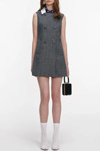 Euryda Herringbone Scarf Sleeveless Mini Dress Avalabel