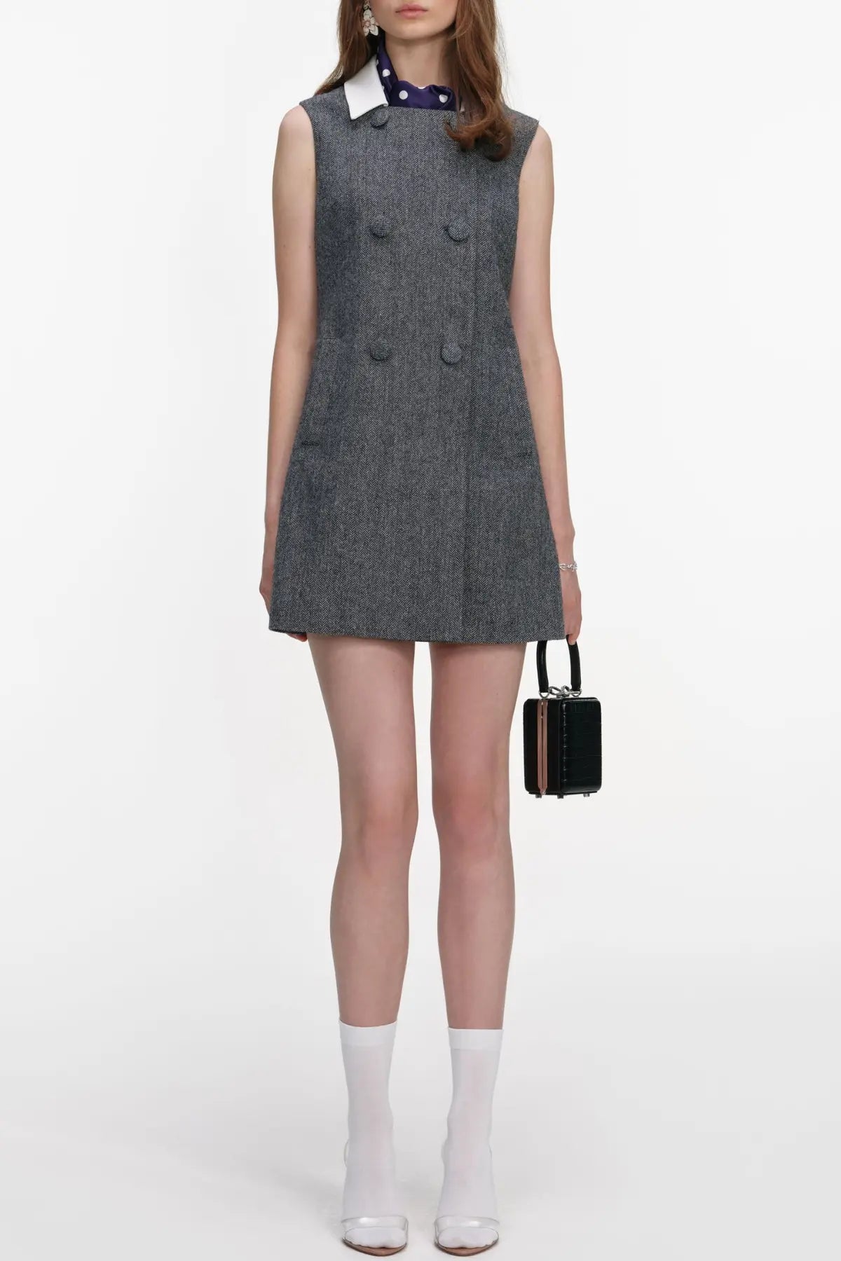 Euryda Herringbone Scarf Sleeveless Mini Dress Avalabel