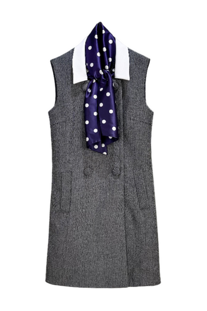 Euryda Herringbone Scarf Sleeveless Mini Dress