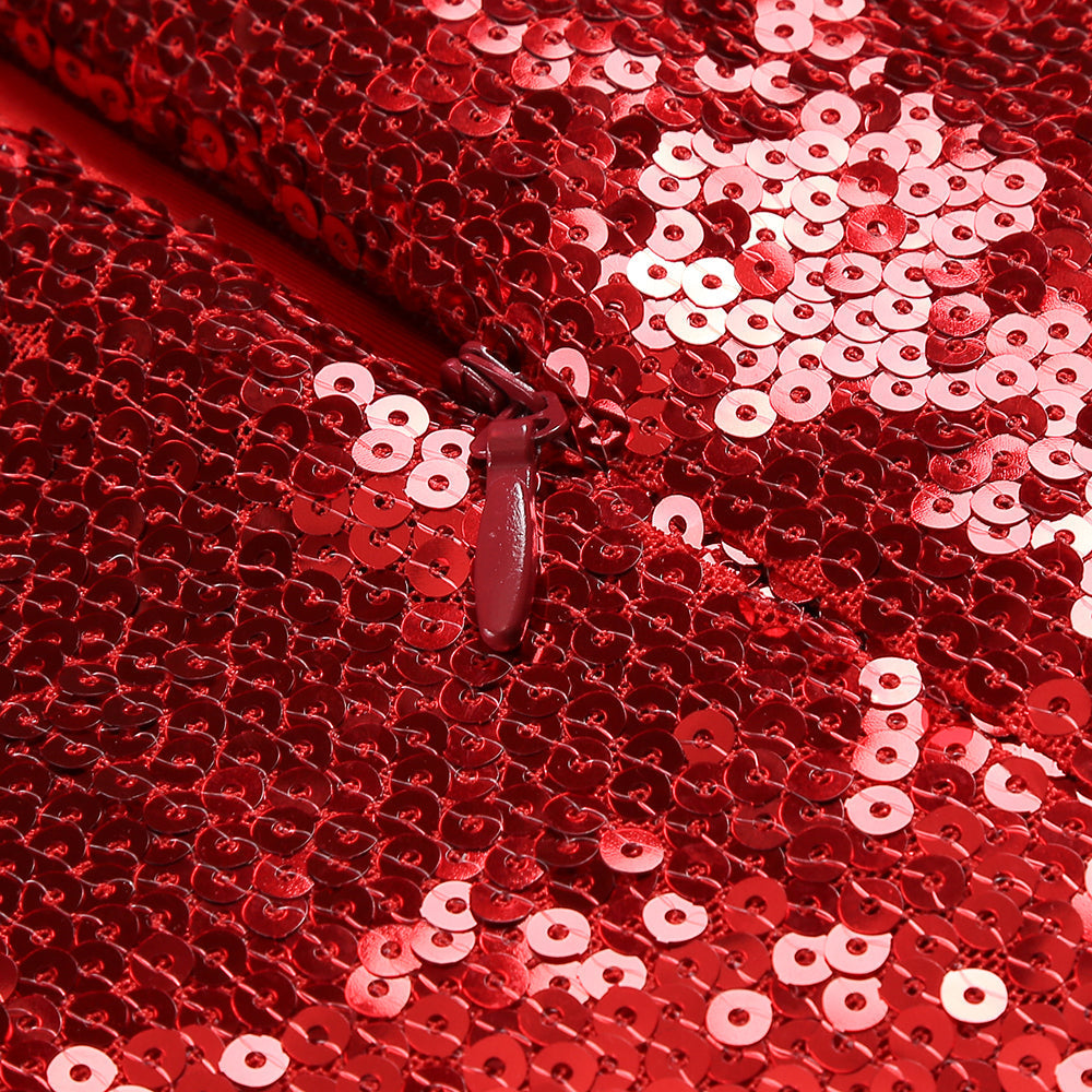 RED FLORAL-EMBELLISHED SEQUINED MINI DRESS Avalabel