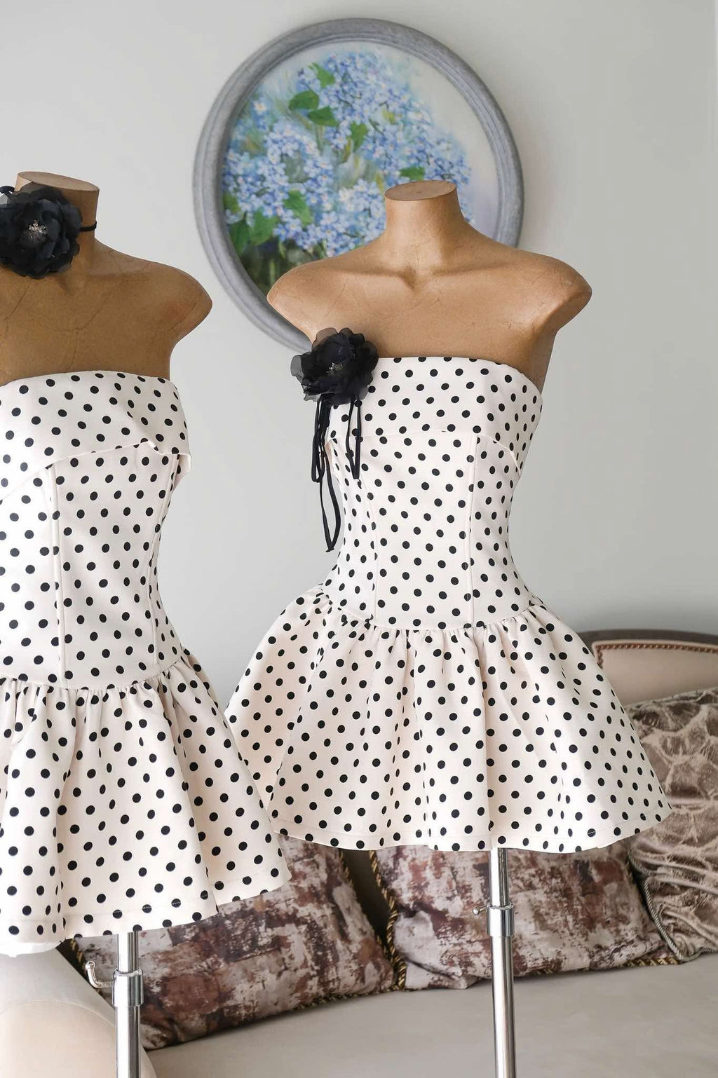 Lumi Dot Strapless Mini Dress Avalabel