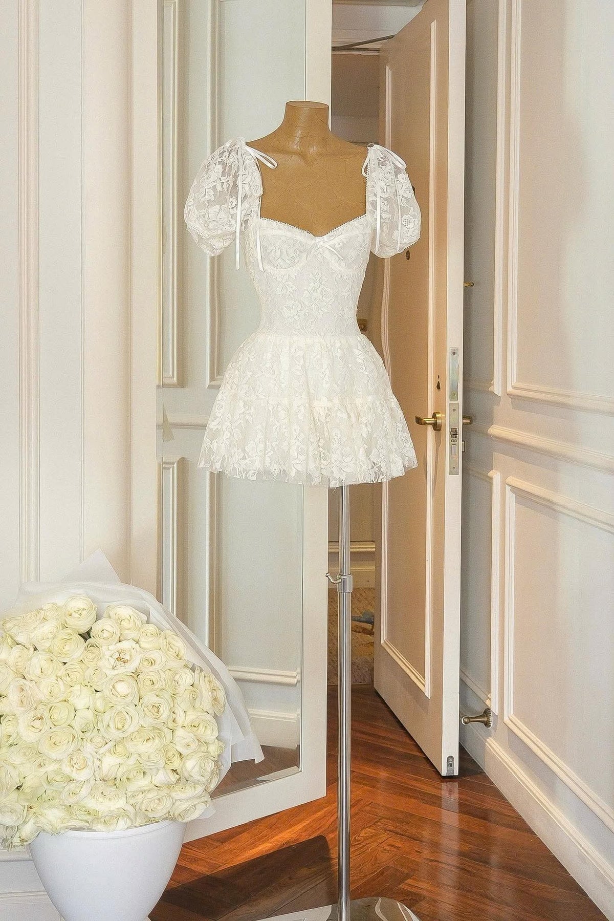 Lara Puff Lace Mini Dress Avalabel