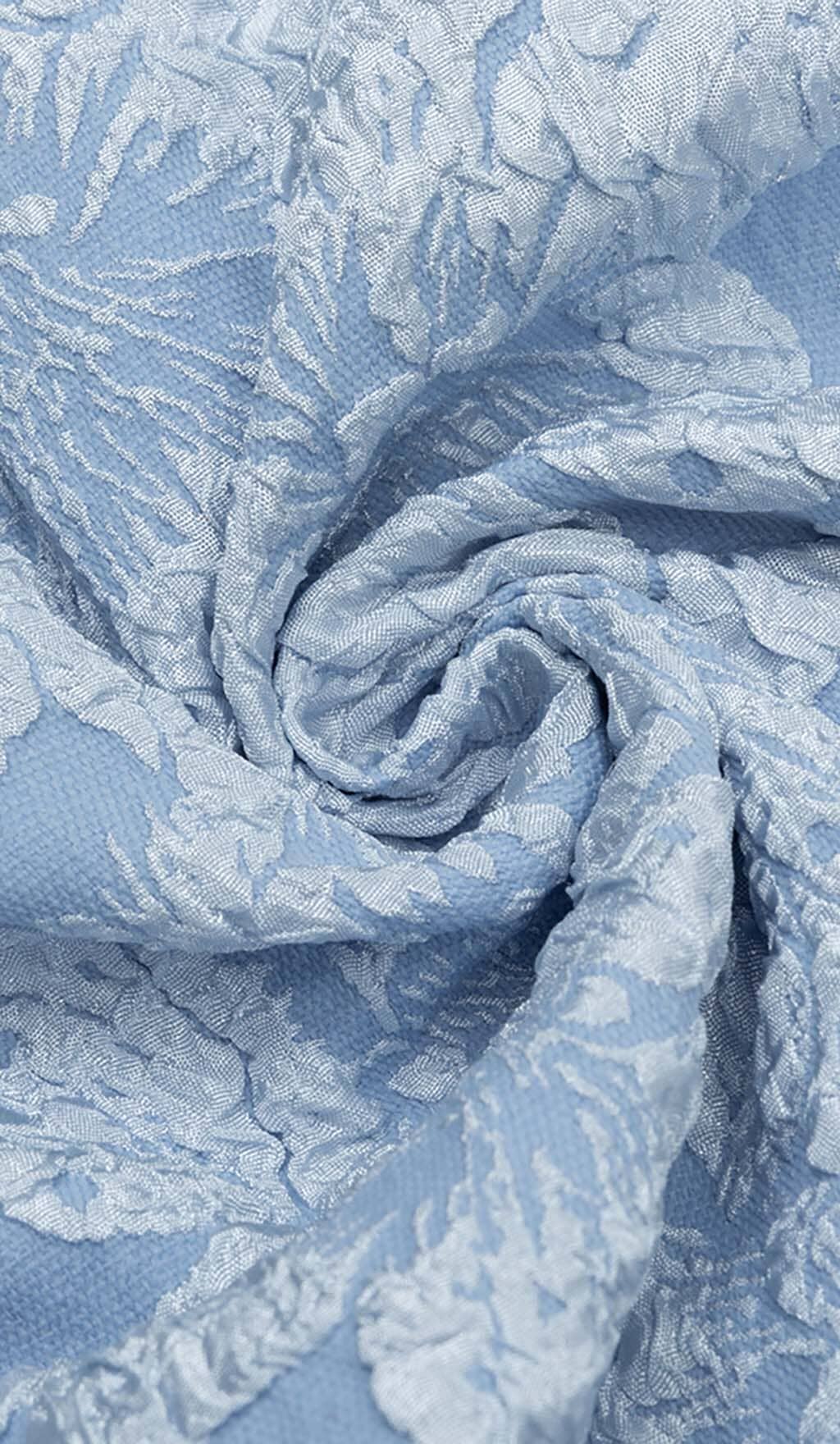 Jacquard PUFF SLEEVE MIDI DRESS IN SKY blue Avalabel