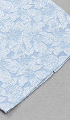 Jacquard PUFF SLEEVE MIDI DRESS IN SKY blue Avalabel