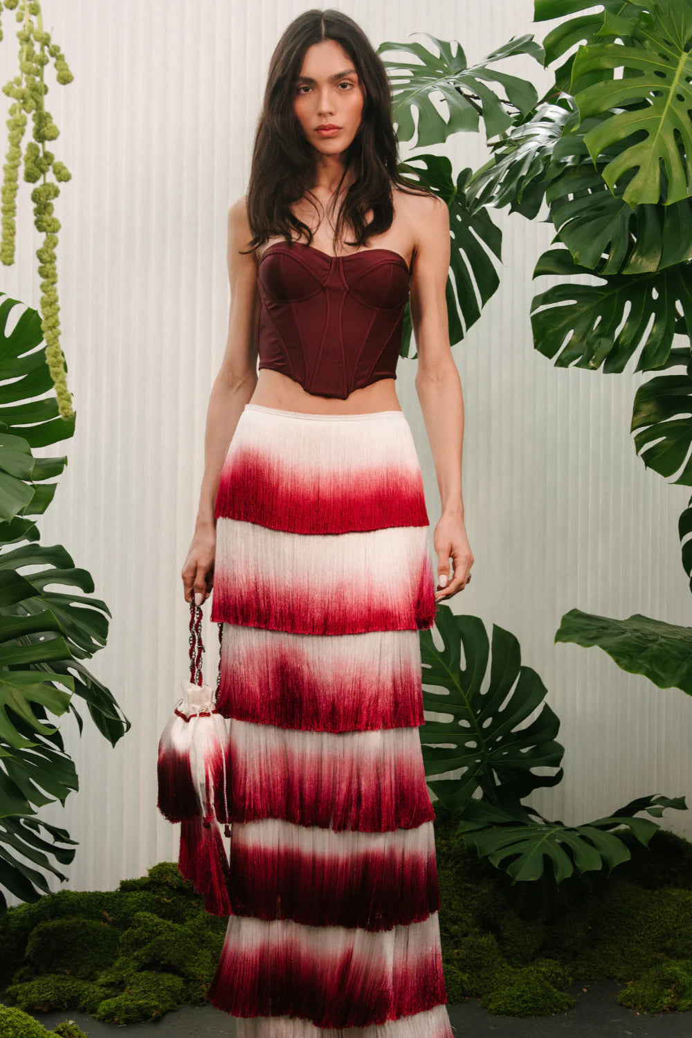 Despo Gradient Fringe Corset Two Piece Bandage Set Avalabel
