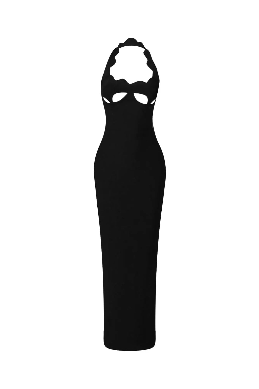 lara cutout backless Halter bandage maxi dress in black Avalabel