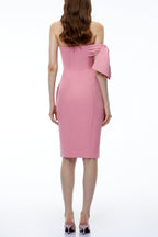 Faith Pink Off Shoulder Ruched Midi Dress Avalabel