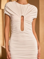 Forvane Short Sleeve Cutout Ruched Mini Dress Avalabel
