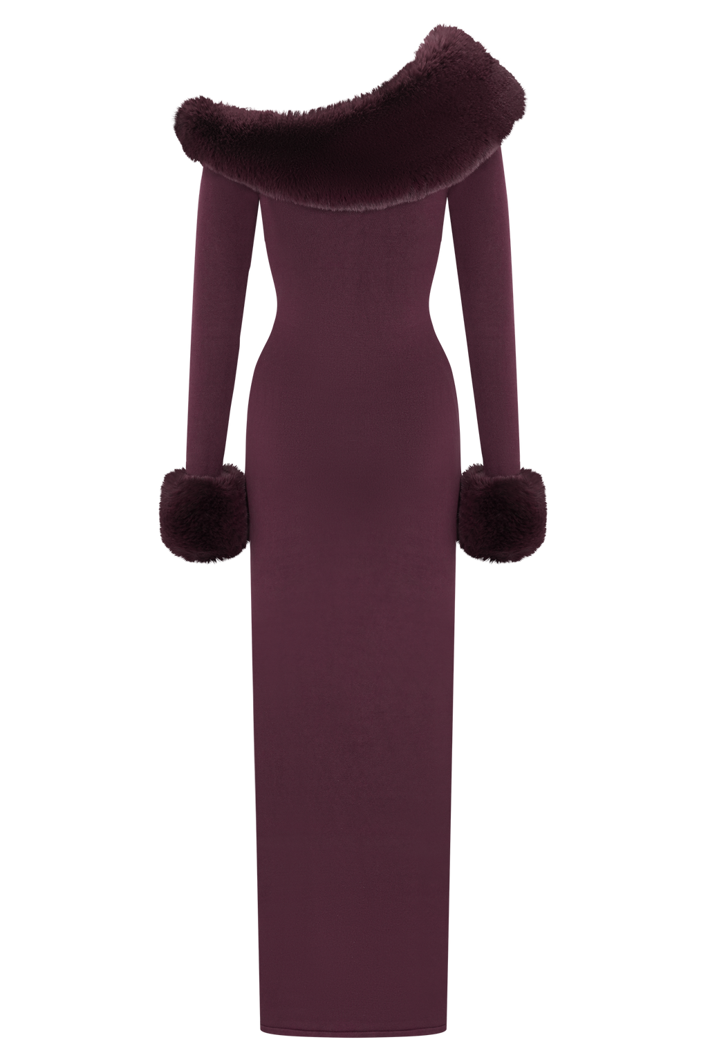 rebecca Faux Fur Knit Maxi Dress - Plum Avalabel