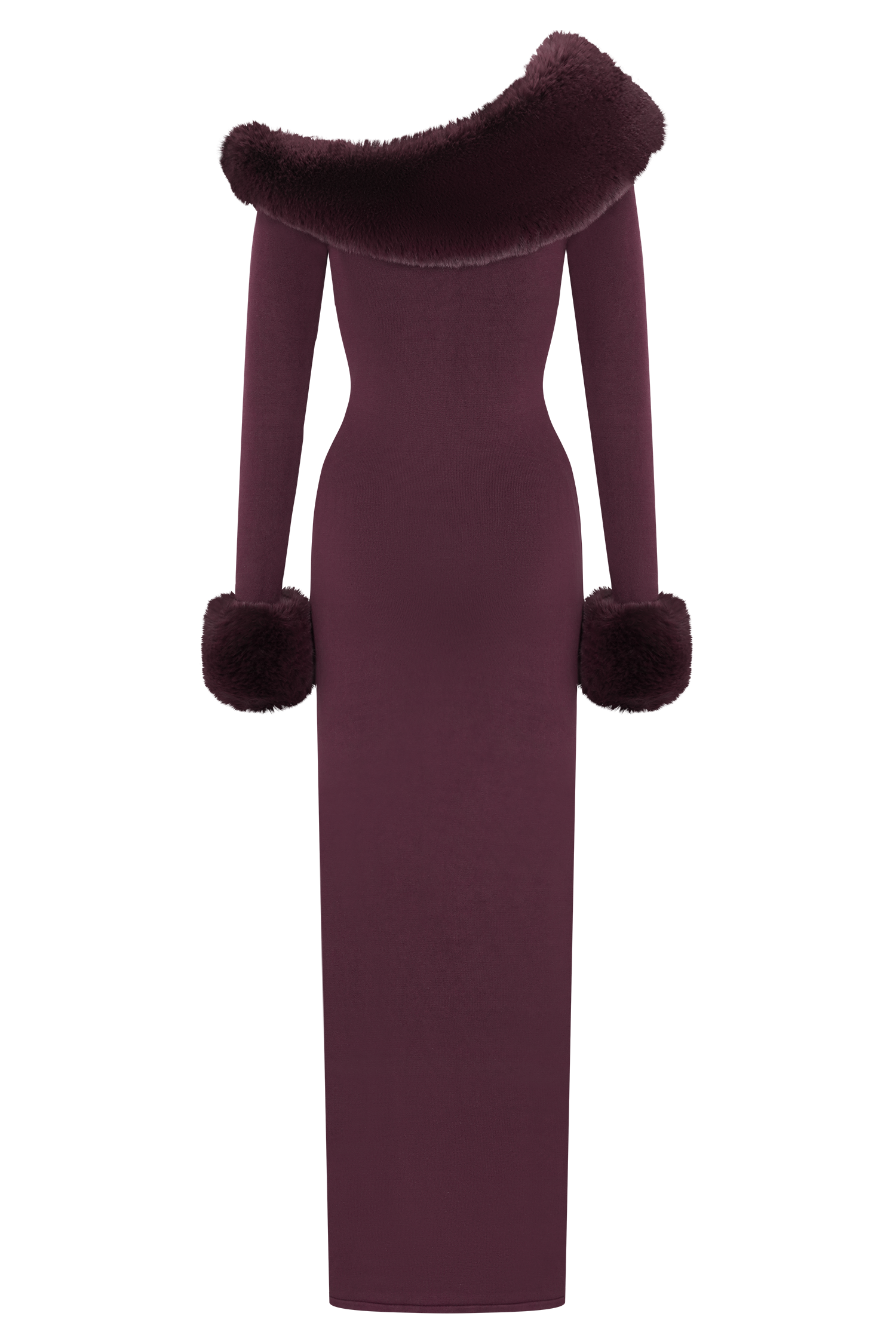 rebecca Faux Fur Knit Maxi Dress - Plum Avalabel