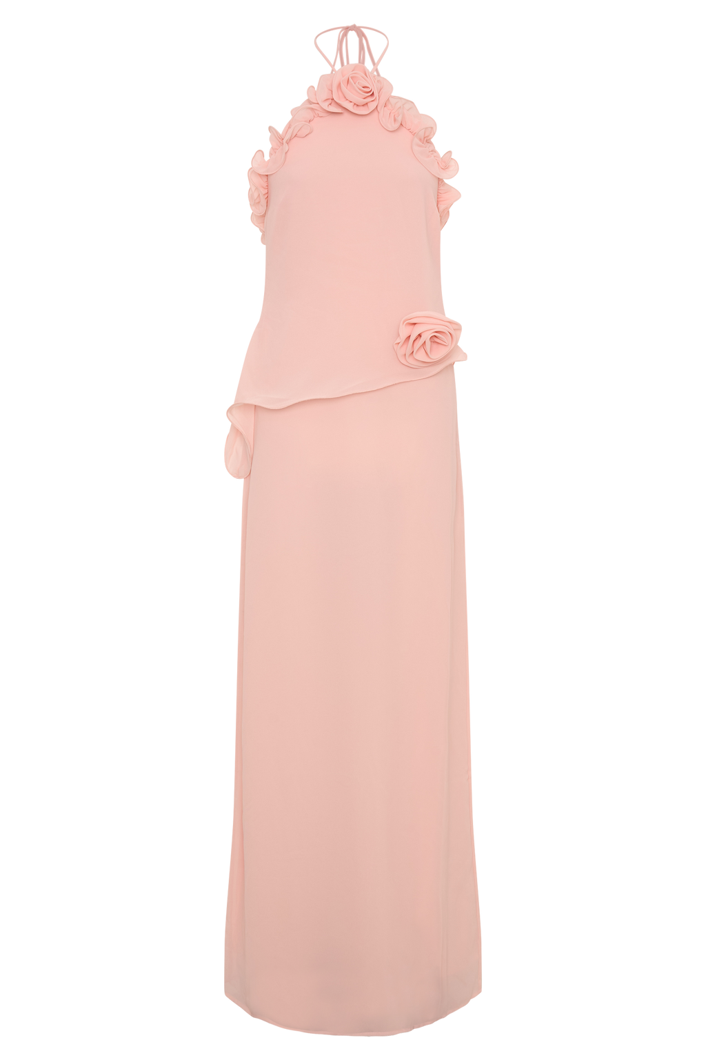 Helen off-Shoulder Chiffon Flower Maxi Dress - Baby Pink Avalabel