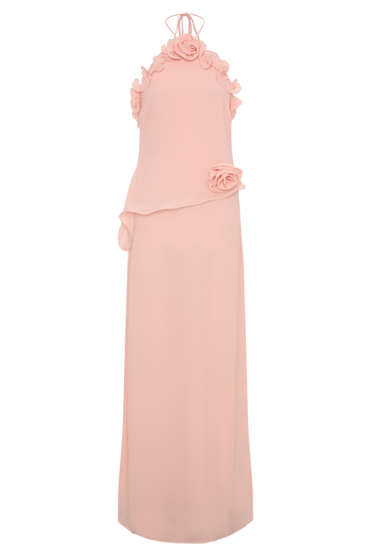 Helen off-Shoulder Chiffon Flower Maxi Dress - Baby Pink Avalabel
