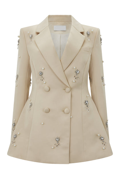 vivien Crystal embellished Blazer in apricot