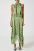 Gavia Sleeveless Lace Top & Midi Skirt Set - Green Avalabel