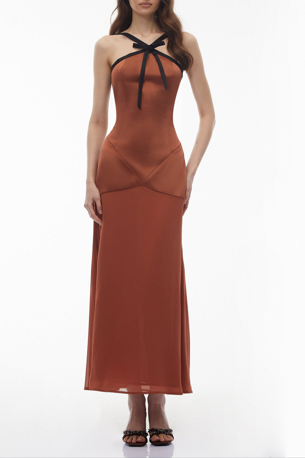 Deirdre Brown Halterneck Maxi Dress with Bow Avalabel