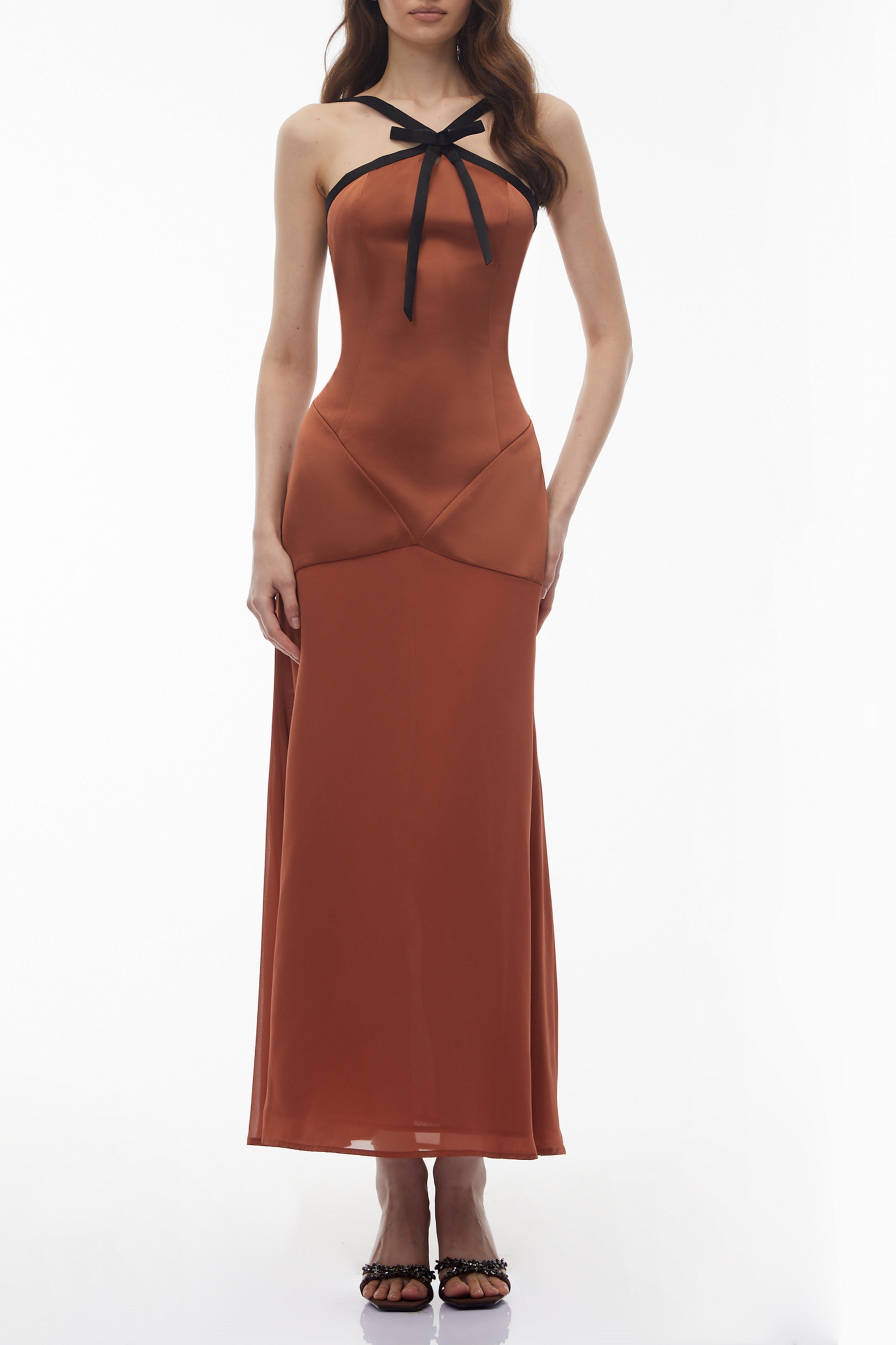 Deirdre Brown Halterneck Maxi Dress with Bow Avalabel