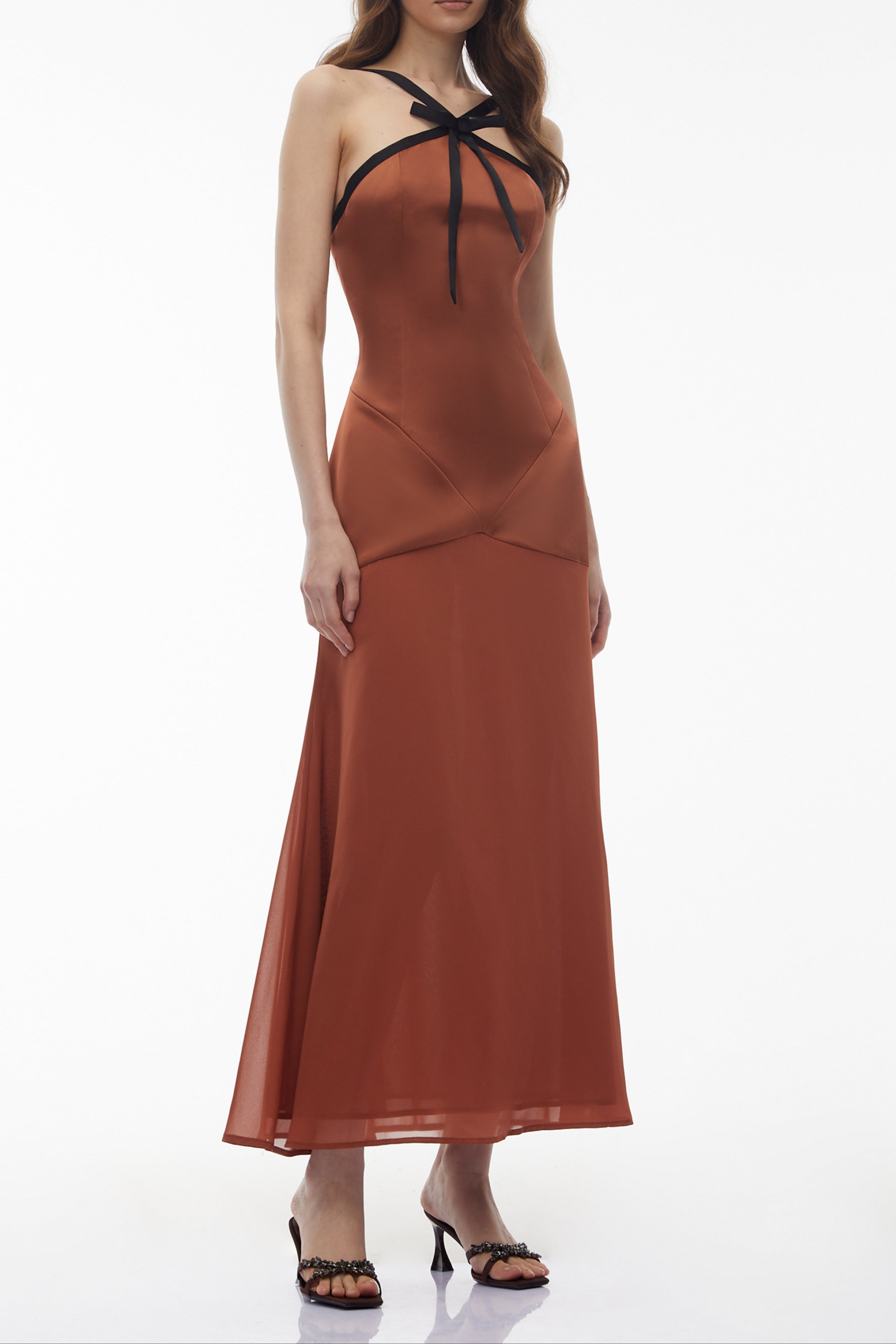 Deirdre Brown Halterneck Maxi Dress with Bow Avalabel