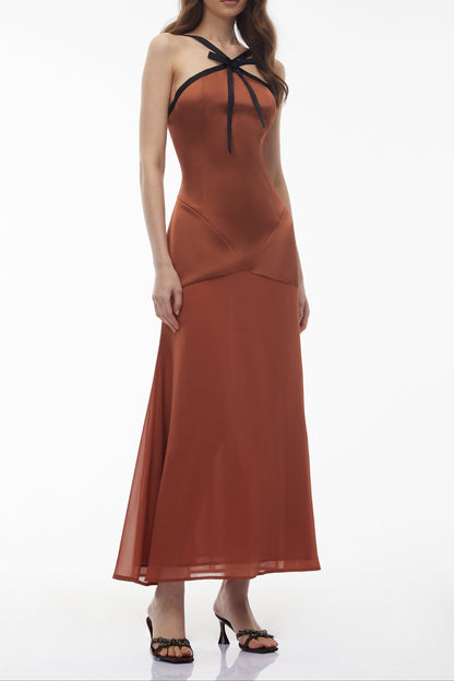 Deirdre Brown Halterneck Maxi Dress with Bow Avalabel