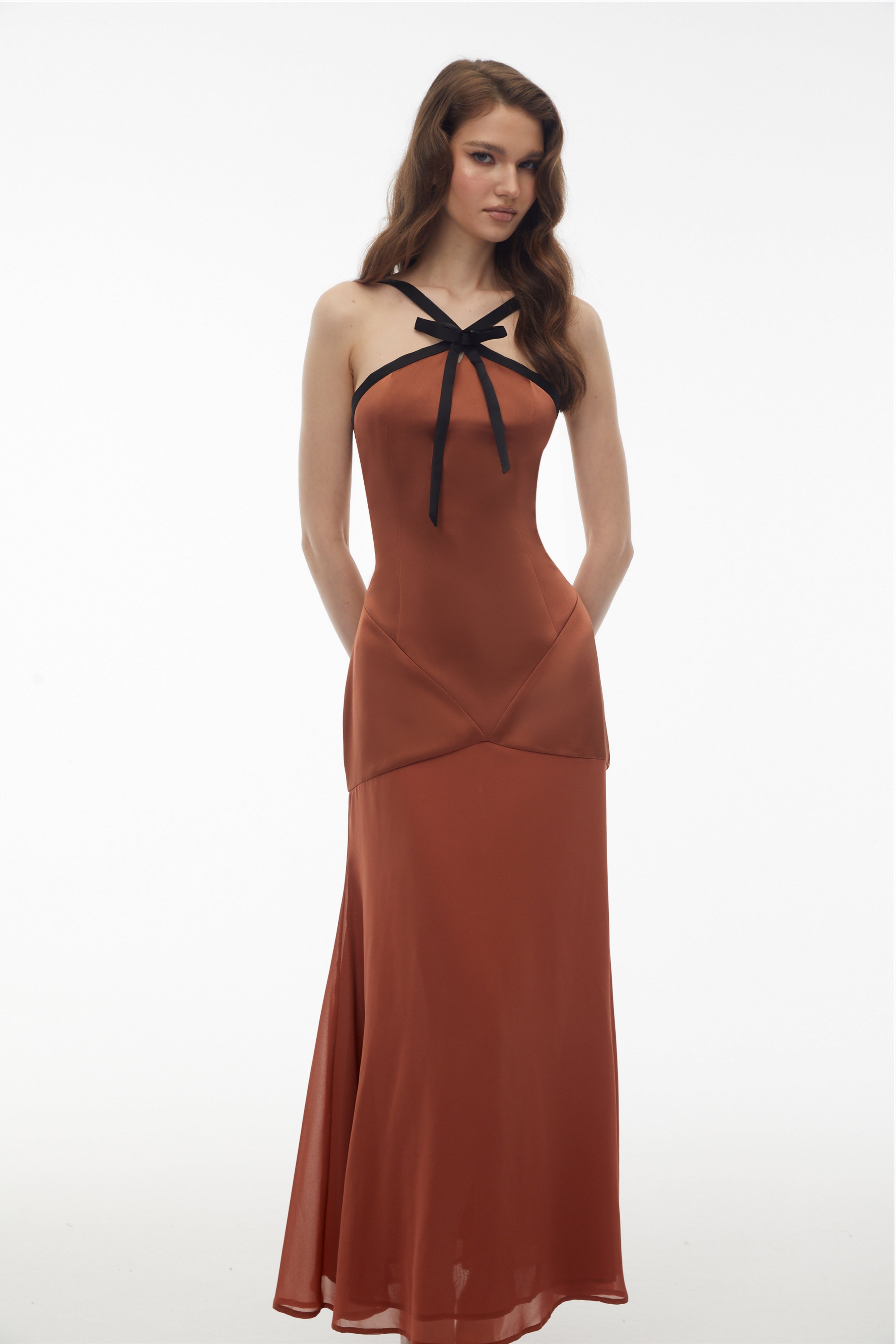 Deirdre Brown Halterneck Maxi Dress with Bow Avalabel