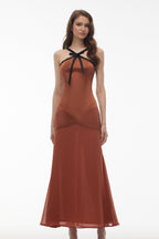 Deirdre Brown Halterneck Maxi Dress with Bow Avalabel