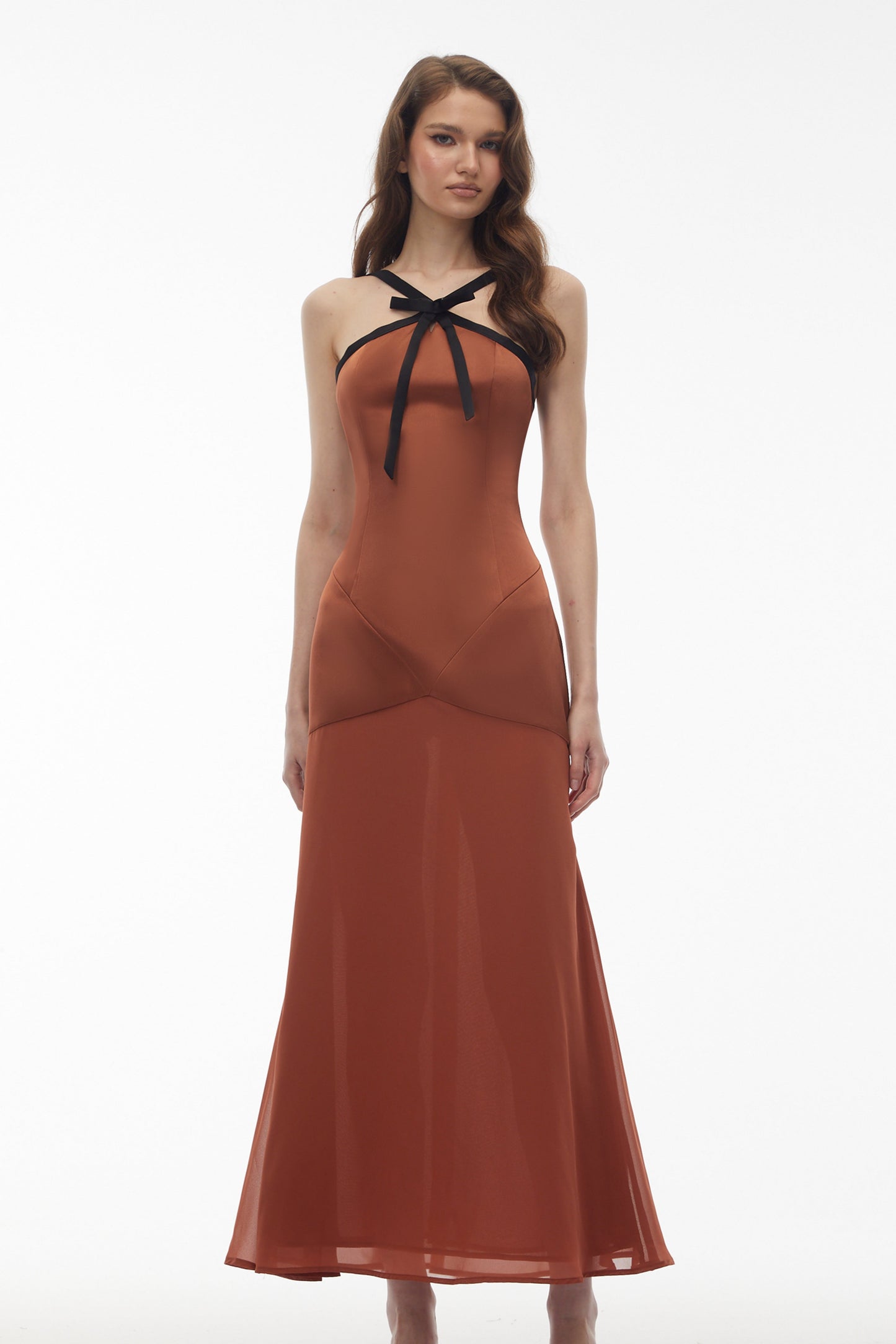 Deirdre Brown Halterneck Maxi Dress with Bow Avalabel