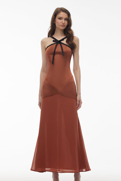 Deirdre Brown Halterneck Maxi Dress with Bow Avalabel