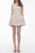 Giuliana Cream Square Neck Floral Print Mini Dress Avalabel