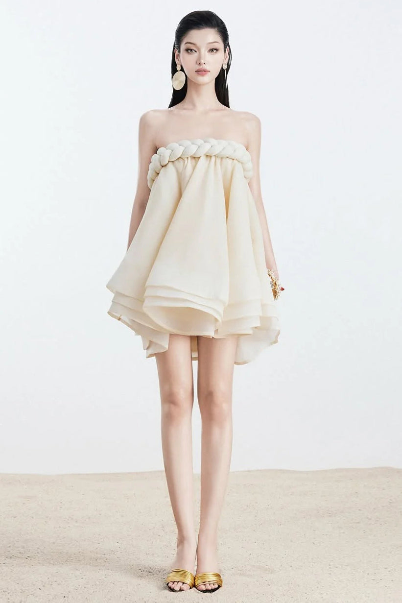 Hemp Rope Tube Top Tutu Skirt in Beige Avalabel