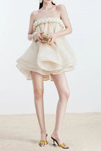 Hemp Rope Tube Top Tutu Skirt in Beige Avalabel